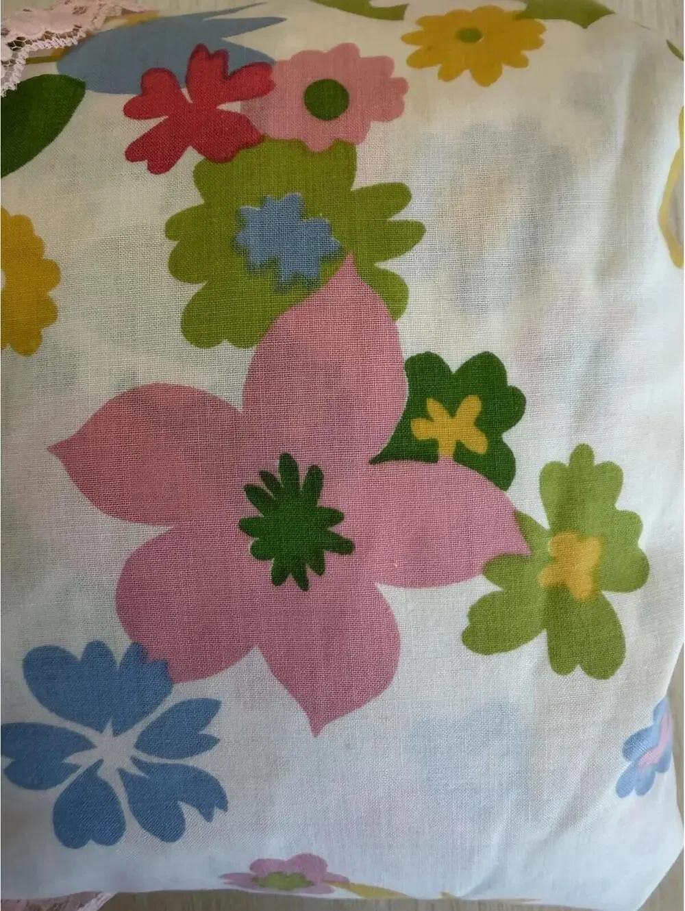 Vtg 1960s Cannon Monticello 2pc Dbl Sheet Set Mille Fleur Flower Power Clean EUC